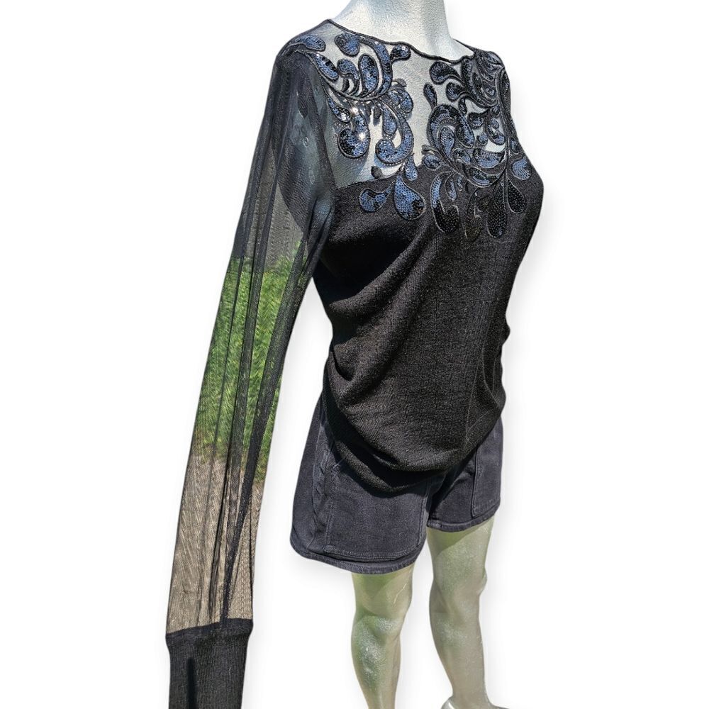 ✨ Leo Guy Long Sleeve Top – Sequin Embroidered | Size 4